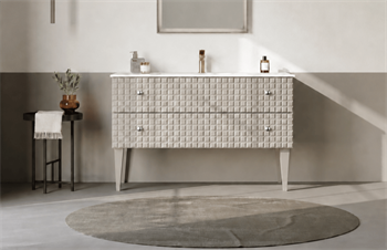 Orka Lipari 120 cm Mat Vizon Banyo Dolabı Alt Modül Ve Lavabo (Ayaklı-Krom Kulp), 5007340