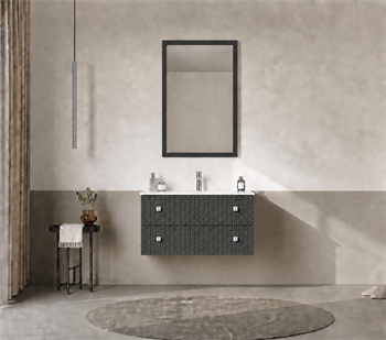 Orka Lipari Asma Banyo Dolabı Takımı, 80 cm, Mat Antrasit Lake (Krom Kulp-Ledli Ayna), 5008986