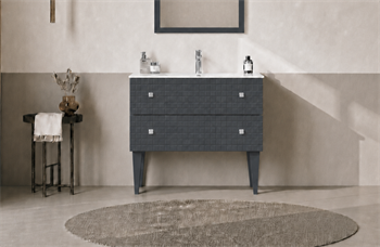 Orka Lipari 80 cm Mat Antrasit Banyo Dolabı Alt Modül Ve Lavabo (Ayaklı-Krom Kulp), 5008992