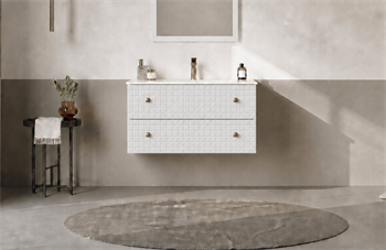 Orka Lipari 80 cm Mat Beyaz Banyo Dolabı Alt Modül Ve Lavabo (Asma-Altın Kulp), 5008975