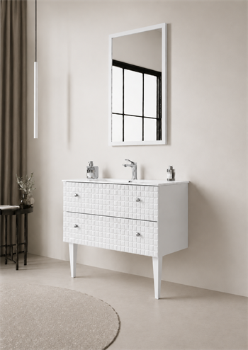 Orka Lipari Ayaklı Banyo Dolabı Takımı, 80 cm, Mat Beyaz Lake (Krom Kulp-Ledli Ayna), 5008996