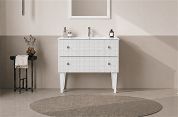 Orka Lipari 80 cm Mat Beyaz Banyo Dolabı Alt Modül Ve Lavabo (Ayaklı-Krom Kulp), 5008990