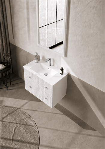 Orka Lipari Asma Banyo Dolabı Takımı, 80 cm, Mat Beyaz Lake (Krom Kulp-Ledli Ayna), 5008984