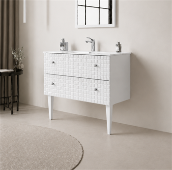 Orka Lipari 80 cm Mat Beyaz Banyo Dolabı Alt Modül Ve Lavabo (Ayaklı-Krom Kulp), 5008990