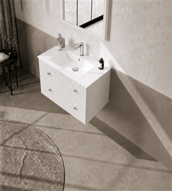 Orka Lipari 80 cm Mat Beyaz Banyo Dolabı Alt Modül Ve Lavabo (Asma-Krom Kulp), 5008981