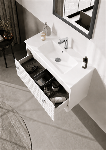 Orka Lipari Asma Banyo Dolabı Takımı, 80 cm, Mat Beyaz Lake (Krom Kulp-Ledli Ayna), 5008984