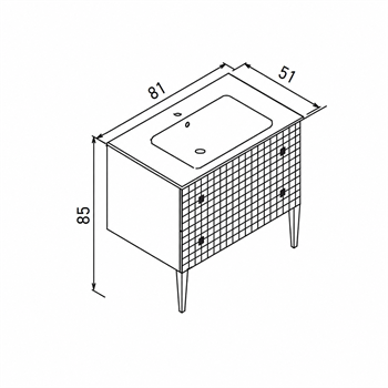Orka Lipari 80 cm Mat Pudra Banyo Dolabı Alt Modül Ve Lavabo (Ayaklı-Altın Kulp), 5008999