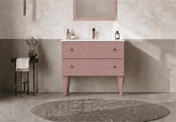 Orka Lipari 80 cm Mat Pudra Banyo Dolabı Alt Modül Ve Lavabo (Ayaklı-Altın Kulp), 5008999