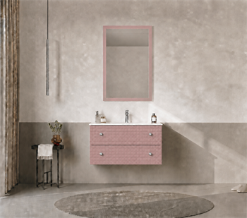 Orka Lipari Asma Banyo Dolabı Takımı, 80 cm, Mat Pudra Lake (Krom Kulp-Ledli Ayna), 5009006