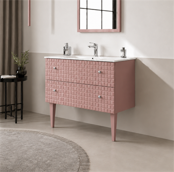 Orka LIPARI 80 cm Mat Pudra / Krom Banyo Dolabı Alt Modül ve Lavabo (Ayaklı) , 5009000