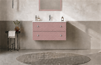 Orka Lipari 80 cm Mat Pudra Banyo Dolabı Alt Modül Ve Lavabo (Asma-Krom Kulp), 5009001