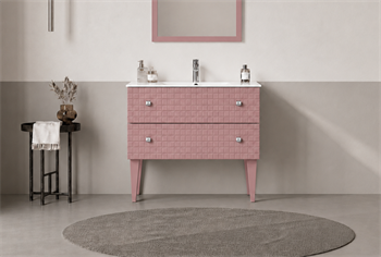 Orka LIPARI 80 cm Mat Pudra / Krom Banyo Dolabı Alt Modül ve Lavabo (Ayaklı) , 5009000