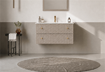 Orka Lipari 80 cm Mat Vizon Banyo Dolabı Alt Modül Ve Lavabo (Asma-Altın Kulp), 5008976