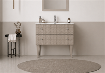 Orka Lipari 80 cm Mat Vizon Banyo Dolabı Alt Modül Ve Lavabo (Ayaklı-Krom Kulp), 5008991