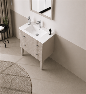 Orka Lipari 80 cm Mat Vizon Banyo Dolabı Alt Modül Ve Lavabo (Ayaklı-Krom Kulp), 5008991