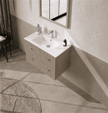 Orka Lipari 80 cm Mat Vizon Banyo Dolabı Alt Modül Ve Lavabo (Asma-Krom Kulp), 5008982