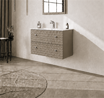 Orka Lipari 80 cm Mat Vizon Banyo Dolabı Alt Modül Ve Lavabo (Asma-Krom Kulp), 5008982