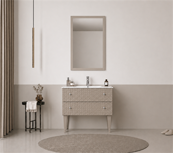Orka Lipari Ayaklı Banyo Dolabı Takımı, 80 cm, Mat Vizon Lake (Krom Kulp-Ledli Ayna), 5008997