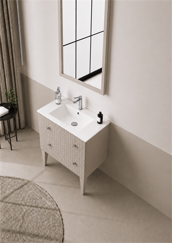 Orka Lipari Ayaklı Banyo Dolabı Takımı, 80 cm, Mat Vizon Lake (Krom Kulp-Ledli Ayna), 5008997