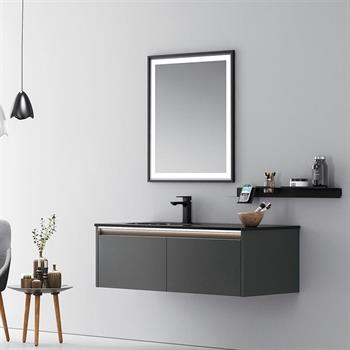 Orka Lisbon 110 cm Mat Antrasit Banyo Dolabı Takımı