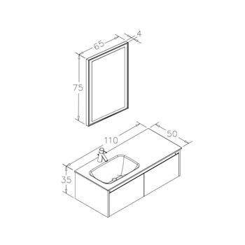 Orka Lisbon 110 cm Mat Gri Banyo Dolabı Takımı