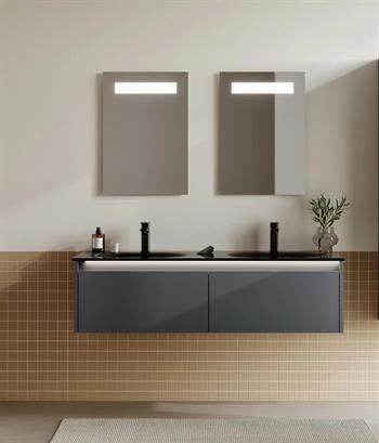 Orka Lisbon Banyo Dolabı Takımı, 132 cm, Mat Antrasit (Ledli Ayna), 5000405
