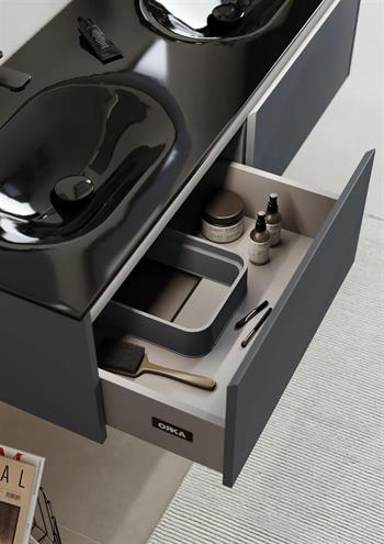 Orka Lisbon Banyo Dolabı Takımı, 132 cm, Mat Antrasit (Ledli Ayna), 5000405