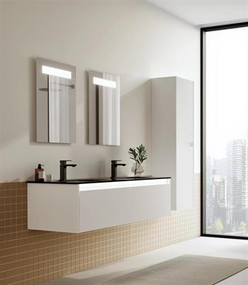 Orka Lisbon Banyo Dolabı Takımı, 132 cm, Mat Beyaz (Ledli Ayna), 5000400
