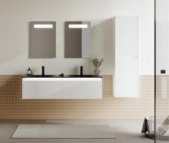 Orka Lisbon Banyo Dolabı Takımı, 132 cm, Mat Beyaz (Ledli Ayna), 5000400