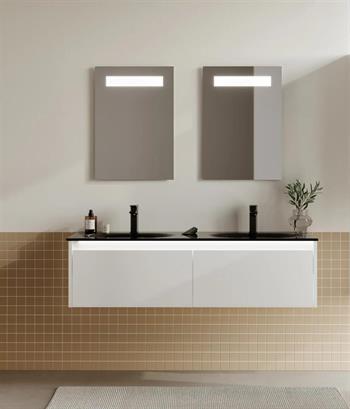 Orka Lisbon Banyo Dolabı Takımı, 132 cm, Mat Beyaz (Ledli Ayna), 5000400