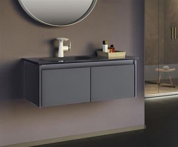 Orka Lisbon 90 cm Antrasit Banyo Dolabı Alt Modül ve Lavabo