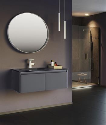 Orka Lisbon 90 cm Antrasit Banyo Dolabı Alt Modül ve Lavabo