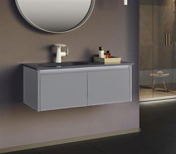 Orka Lisbon 90 cm Gri Banyo Dolabı Alt Modül ve Lavabo
