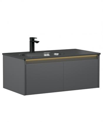 Orka Lisbon 90 cm Mat Antrasit Banyo Dolabı Takımı