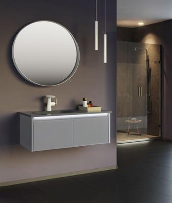 Orka Lisbon 90 cm Mat Gri Banyo Dolabı Takımı