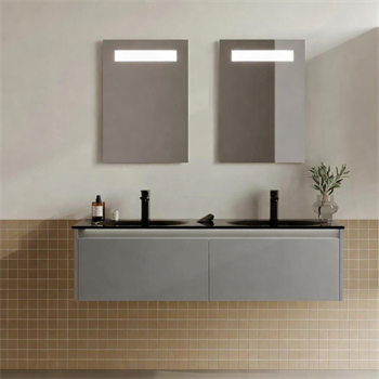 Orka Lisbon Banyo Dolabı Takımı, 132 cm, Mat Gri (Ledli Ayna), 5000404
