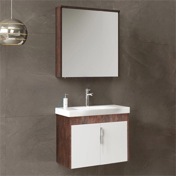 Orka Luna 65 cm Kahve Banyo Dolabı Takımı