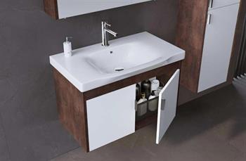 Orka Luna 80 cm Kahve Banyo Dolabı Alt Modül ve Lavabo