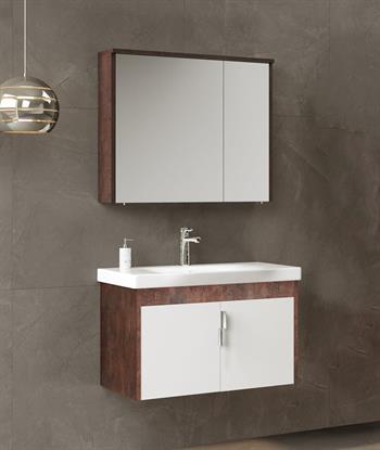 Orka Luna 80 cm Kahve Banyo Dolabı Takımı