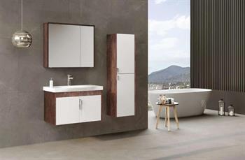 Orka Luna 80 cm Kahve Banyo Dolabı Takımı
