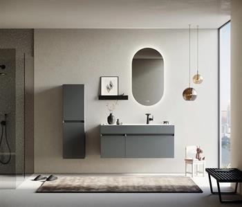 Orka Lusso 120 cm Mat Antrasit Ledli Ayna Banyo Dolabı Takımı
