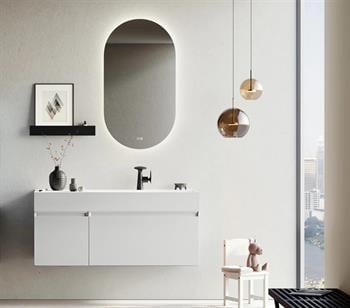 Orka Lusso 120 cm Mat Beyaz Ledli Ayna Banyo Dolabı Takımı