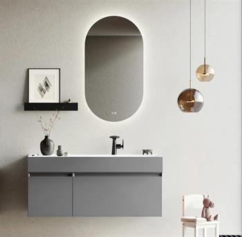 Orka Lusso 120 cm Mat Gri Ledli Ayna Banyo Dolabı Takımı