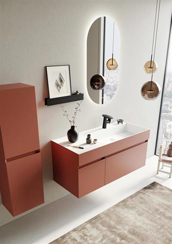 Orka Lusso 120 cm Mat Tarçın Ledli Ayna Banyo Dolabı Takımı