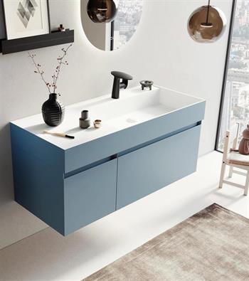 Orka Lusso 120 cm Mavi Banyo Dolabı Alt Modül ve Lavabo