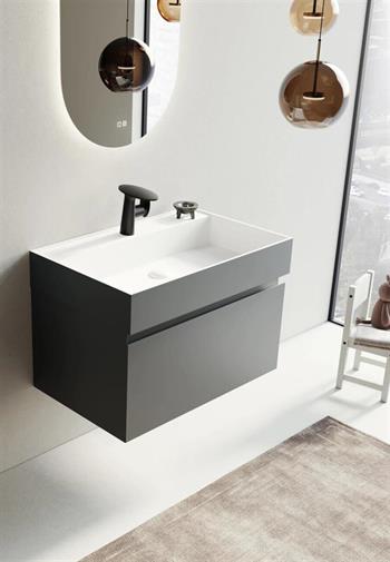 Orka Lusso 80 cm Antrasit Banyo Dolabı Alt Modül ve Lavabo