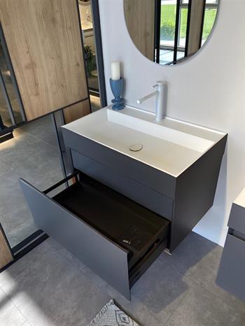Orka Lusso 80 cm Mat Antrasit Ledli Ayna Banyo Dolabı Takımı