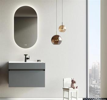 Orka Lusso 80 cm Mat Antrasit Ledli Ayna Banyo Dolabı Takımı