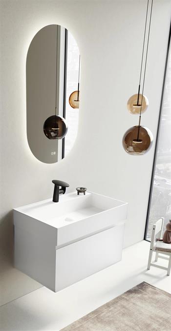 Orka Lusso 80 cm Mat Beyaz Banyo Dolabı Takımı