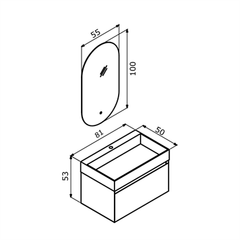 Orka Lusso 80 cm Mat Beyaz Banyo Dolabı Takımı